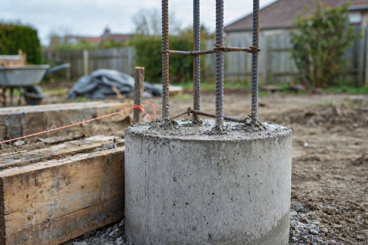 Stevige betonpoeren als fundering voor een pergola