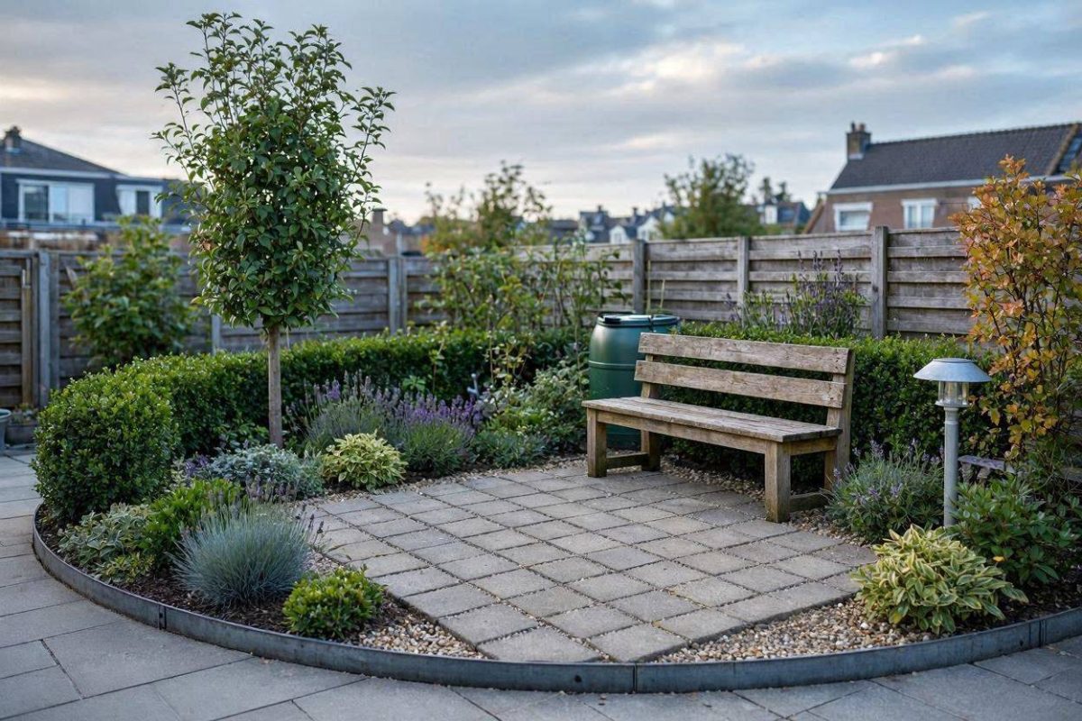 Compacte, volledig aangelegde kleine tuin